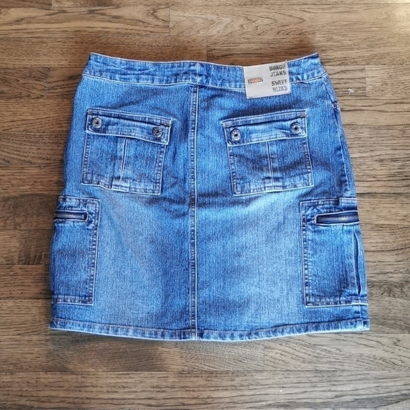 𝅺Vintage 1990s Bongo Faded Denim Skirt Pockets 9 - Picture 8 of 8